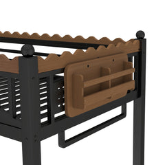 Bellemave® Loft Bed with Ladder and Storage Shelves and Bookshelf, Metal Loft Bed Frame, Black - Bellemave