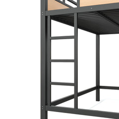 Bellemave® Loft Bed with Ladder, Storage Shelves & Pegboard, Metal Loft Bed Frame with USB Ports & LED Lights for Adults & Teens - Bellemave