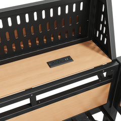 Bellemave® Loft Bed with Ladder, Storage Shelves & Pegboard, Metal Loft Bed Frame with USB Ports & LED Lights for Adults & Teens - Bellemave