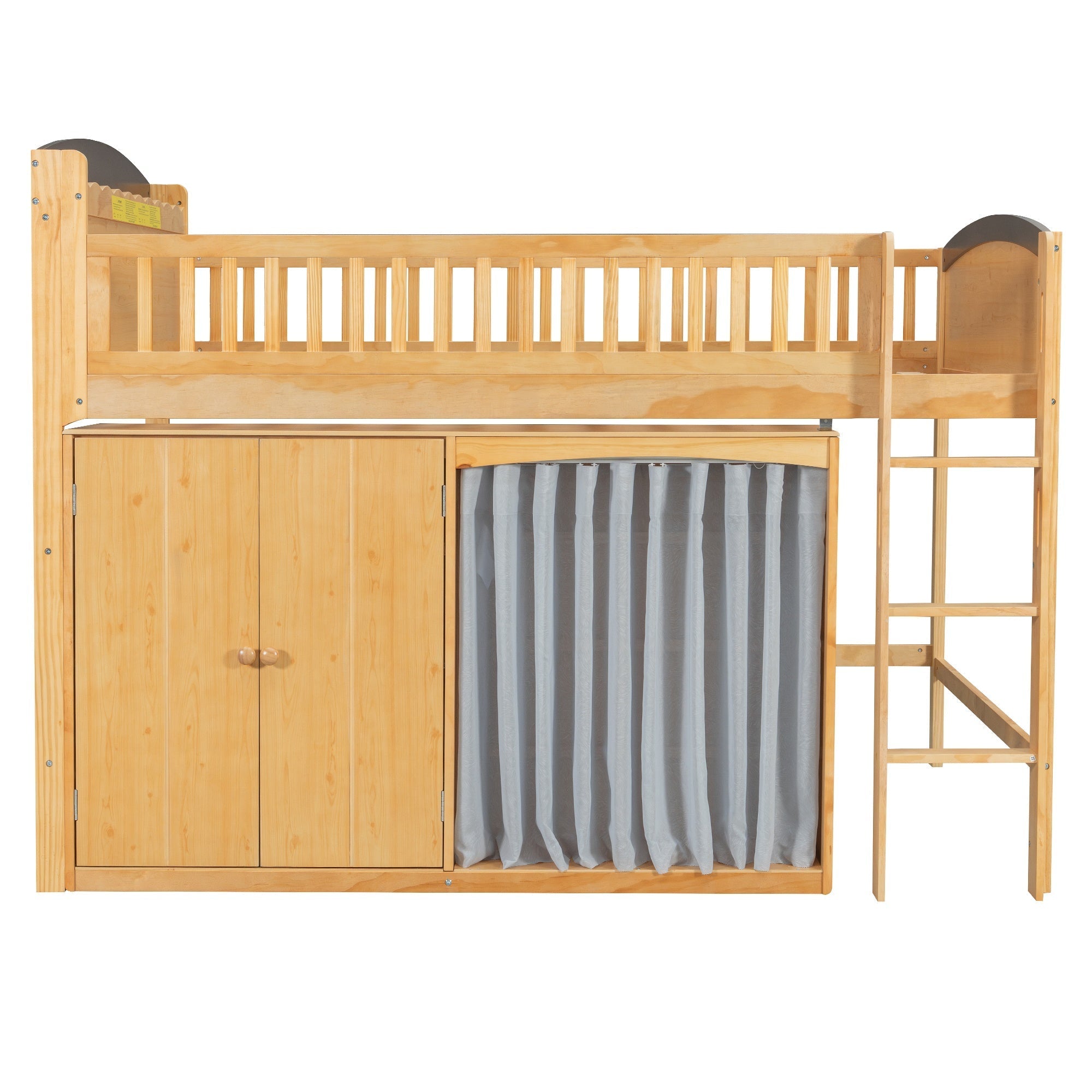 Bellemave® Loft Bed with Storage Cabinet, Wardrobe and LED – Space - Saving Kids & Teens Loft Bed - Bellemave