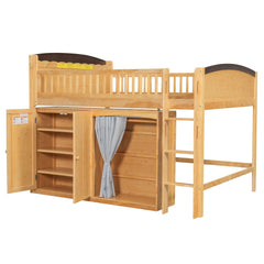 Bellemave® Loft Bed with Storage Cabinet, Wardrobe and LED – Space - Saving Kids & Teens Loft Bed - Bellemave