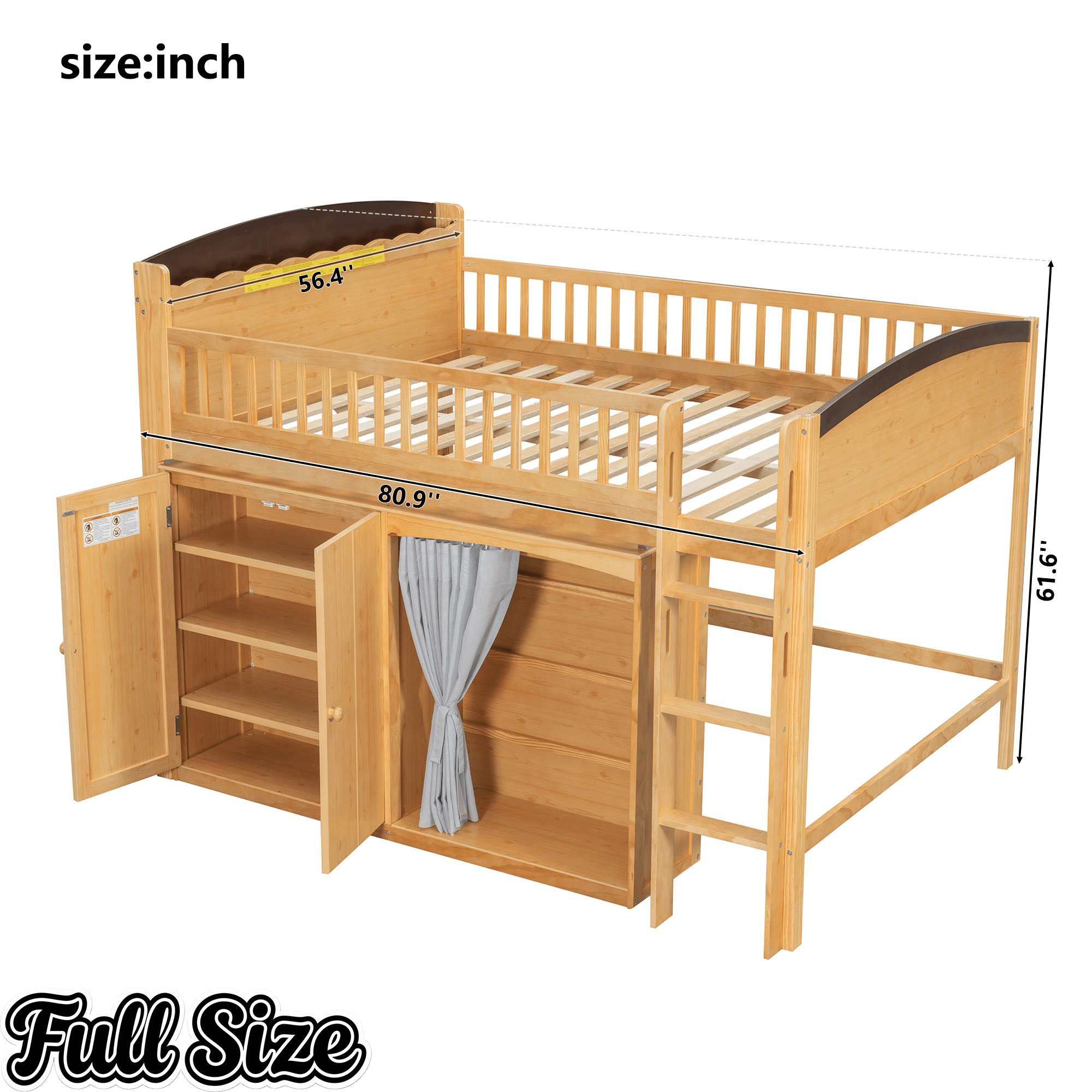 Bellemave® Loft Bed with Storage Cabinet, Wardrobe and LED – Space - Saving Kids & Teens Loft Bed - Bellemave
