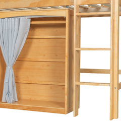 Bellemave® Loft Bed with Storage Cabinet, Wardrobe and LED – Space - Saving Kids & Teens Loft Bed - Bellemave