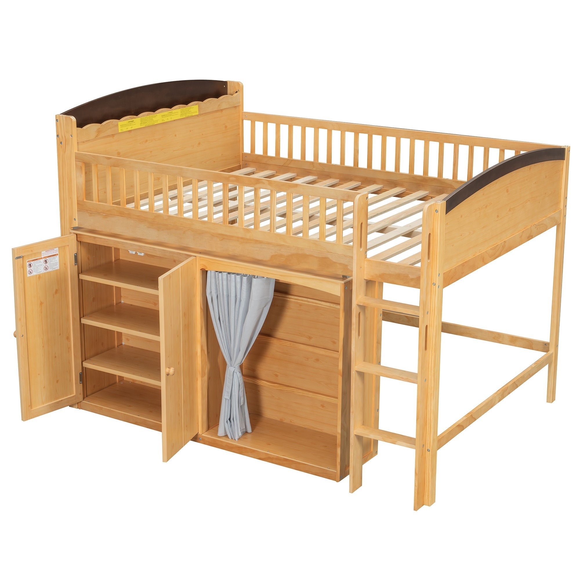 Bellemave® Loft Bed with Storage Cabinet, Wardrobe and LED – Space - Saving Kids & Teens Loft Bed - Bellemave