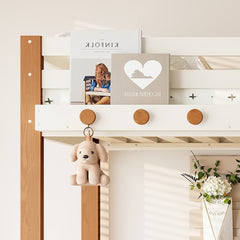 Bellemave® Loft Bed with Storage Stairs and Shelves, Solid Wood Loft Bed Frame with Clothes Hook,for Bedroom, Guest, Dorms - Bellemave