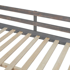 Bellemave® Loft Bed with U - Shaped Desk,Drawers,Full - Length Guardrails,Ladder & Storage Shelves,Antique Brown - Bellemave