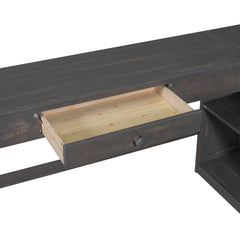 Bellemave® Loft Bed with U - Shaped Desk,Drawers,Full - Length Guardrails,Ladder & Storage Shelves,Antique Brown - Bellemave