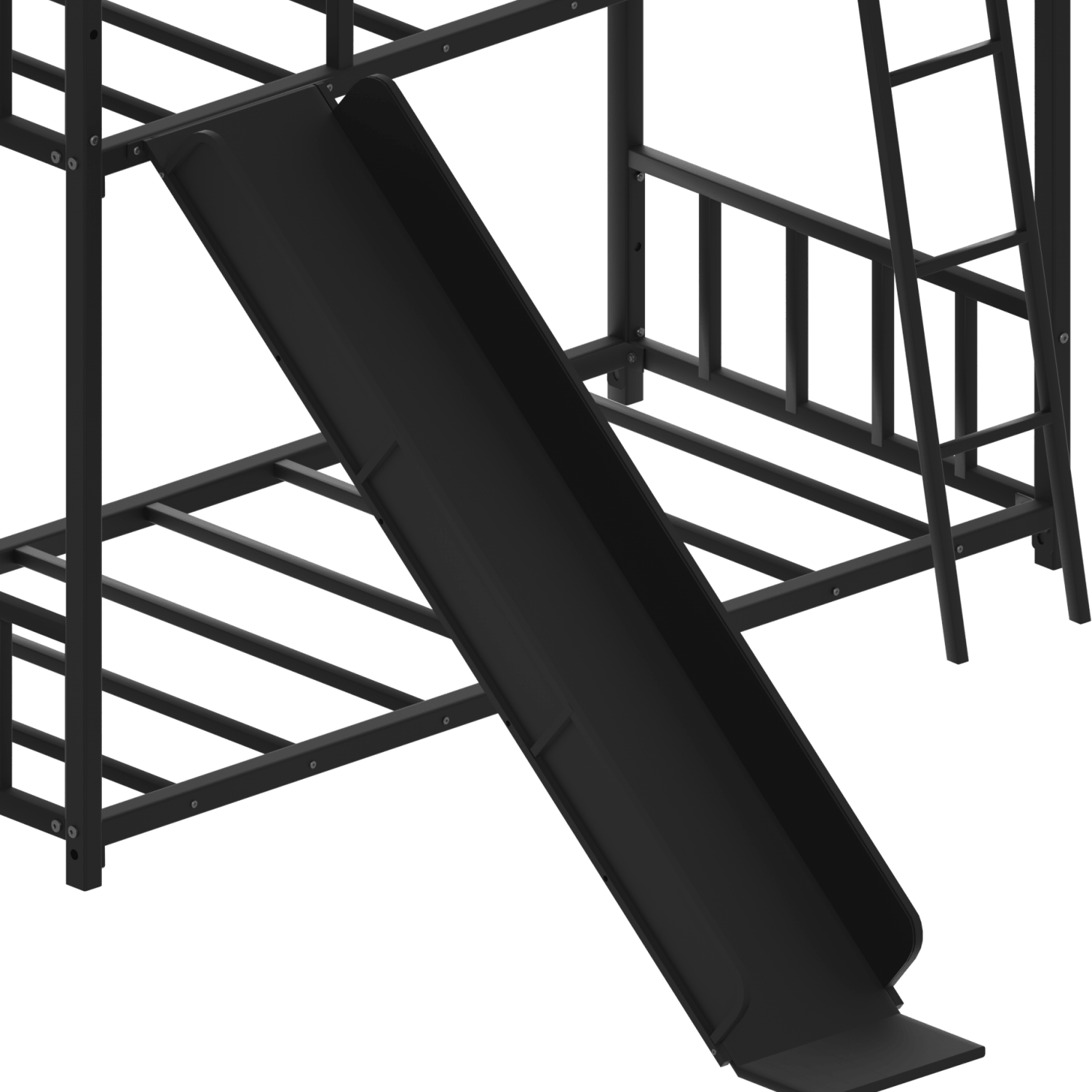 Bellemave® Loft Bunk Bed Twin Over Twin Size with Ladder and Slide, Heavy Duty Metal Slats Support with Guardrail, No Box Spring Needed for Bedroom Dorm, Black - Bellemave