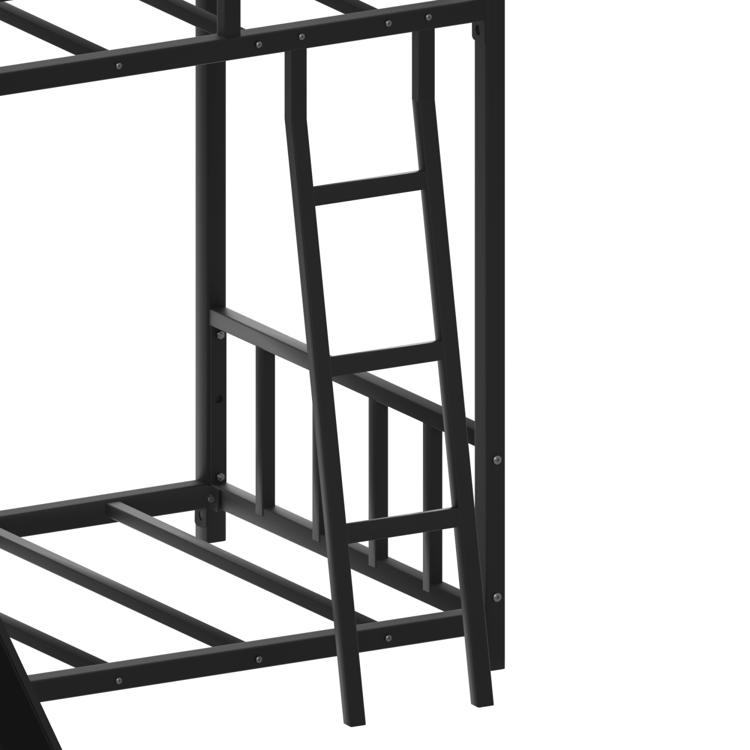 Bellemave® Loft Bunk Bed Twin Over Twin Size with Ladder and Slide, Heavy Duty Metal Slats Support with Guardrail, No Box Spring Needed for Bedroom Dorm, Black - Bellemave