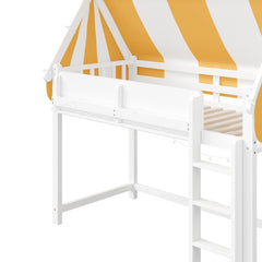 Bellemave® Loft House Bed with Canopy, Light & Bookshelf, High Play Area Under Bed, - Bellemave