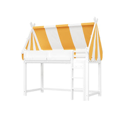 Bellemave® Loft House Bed with Canopy, Light & Bookshelf, High Play Area Under Bed, - Bellemave