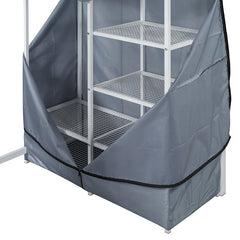 Bellemave® Loft Metal Bed with Desk,Shelves,Power Outlet,LED Light and Wardrobe - Bellemave