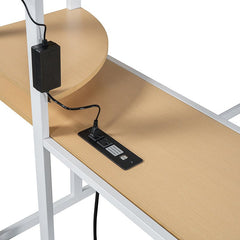 Bellemave® Loft Metal Bed with Desk,Shelves,Power Outlet,LED Light and Wardrobe - Bellemave