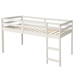 Bellemave® Low Loft Bed with Cabinet and Rolling Portable Desk - Bellemave