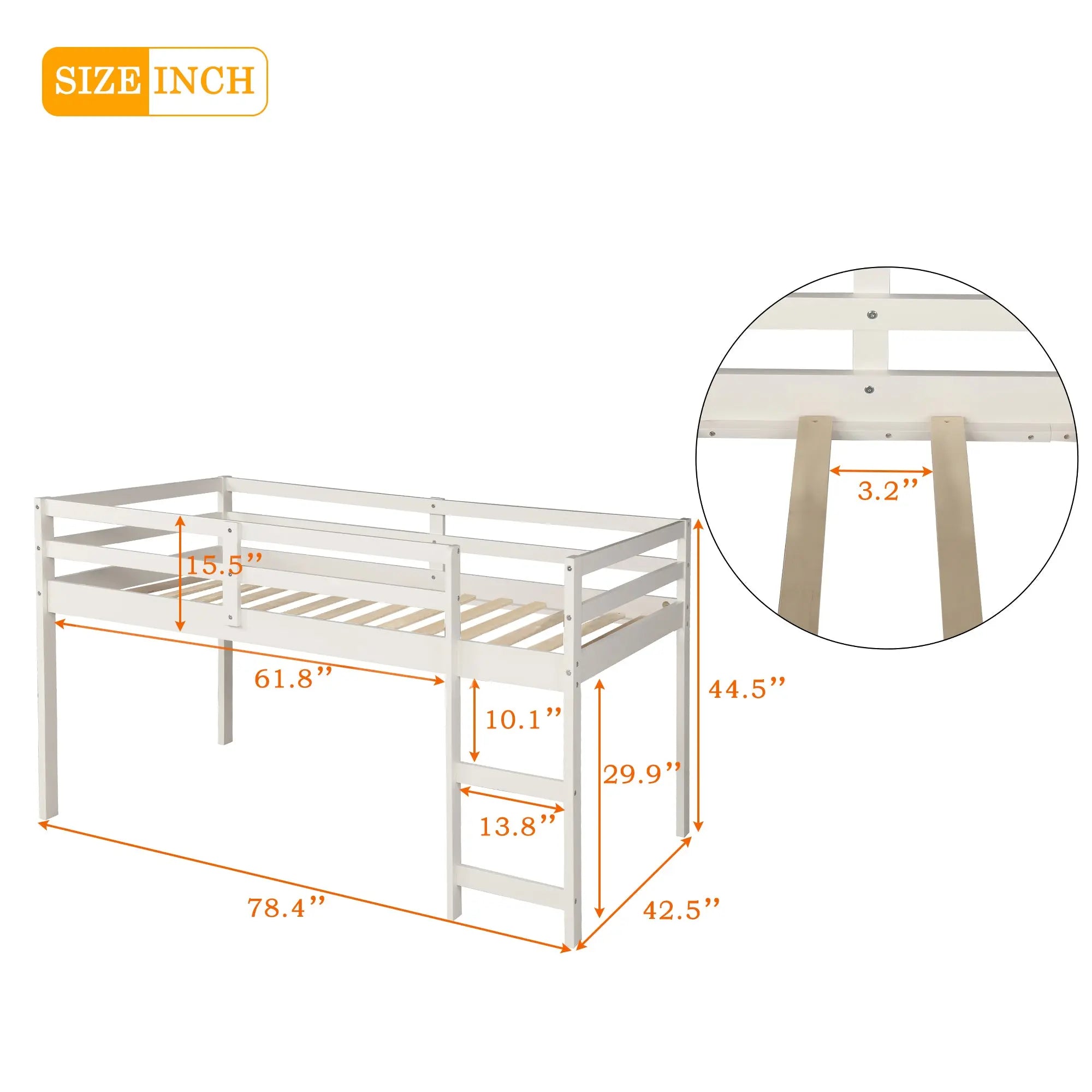 Bellemave® Low Loft Bed with Cabinet and Rolling Portable Desk - Bellemave