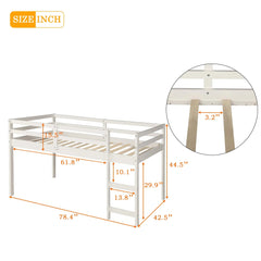 Bellemave® Low Loft Bed with Cabinet and Rolling Portable Desk - Bellemave