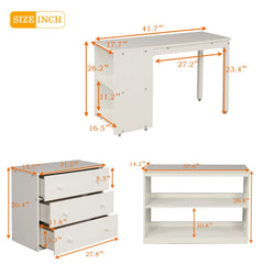 Bellemave® Low Loft Bed with Cabinet and Rolling Portable Desk - Bellemave