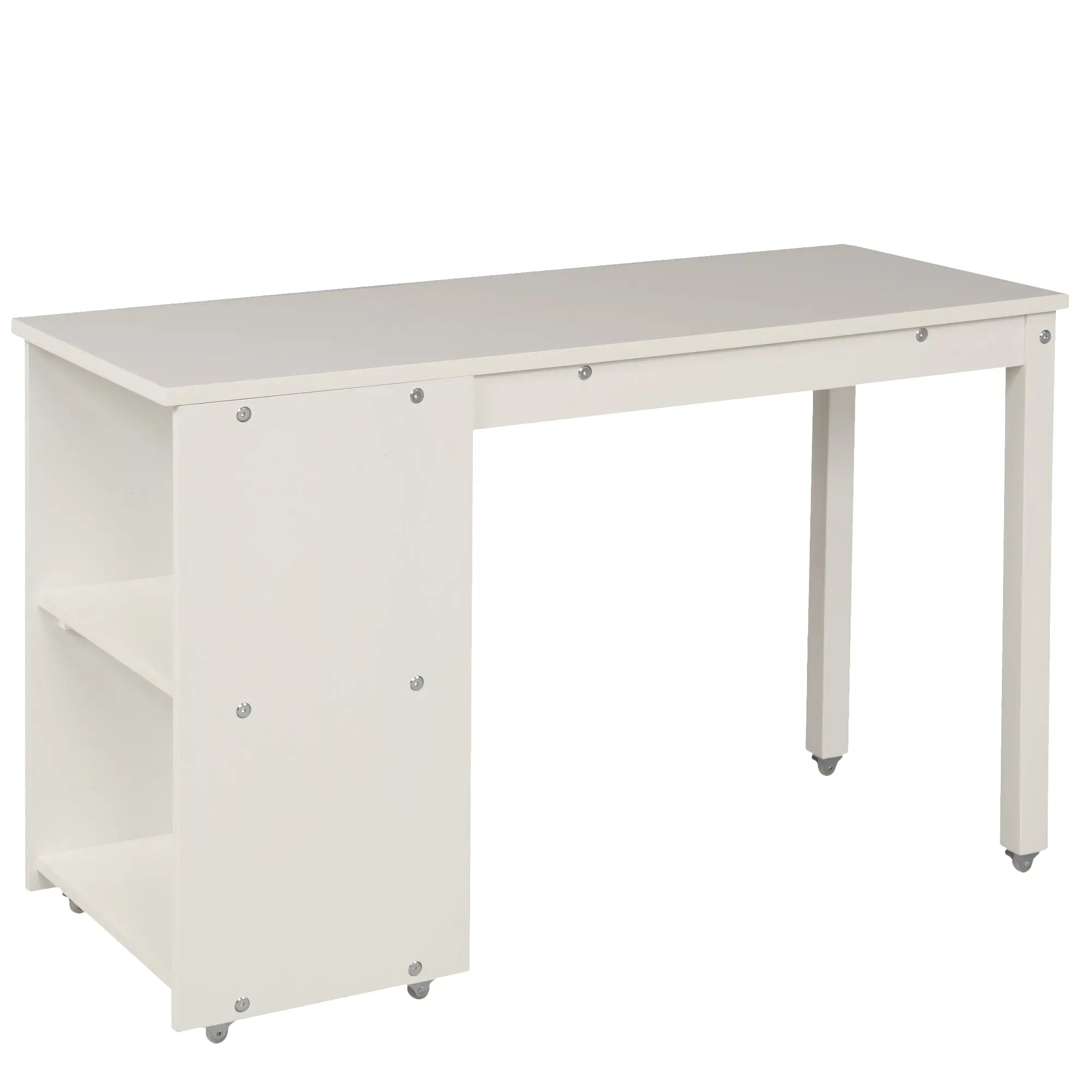 Bellemave® Low Loft Bed with Cabinet and Rolling Portable Desk - Bellemave