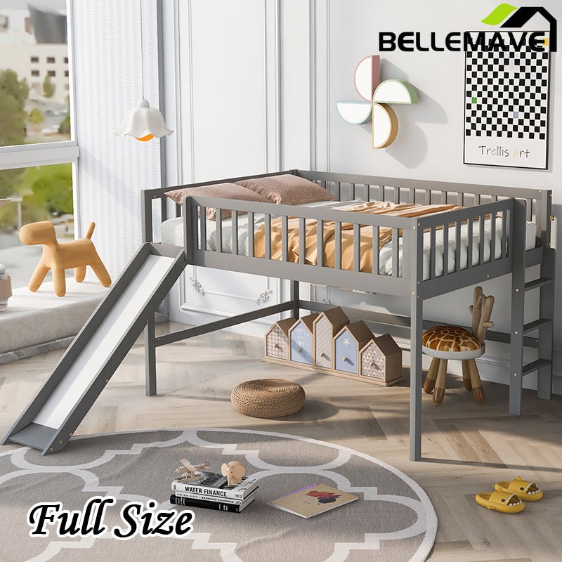 Bellemave® Low Loft Bed with Ladder and Slide - Bellemave