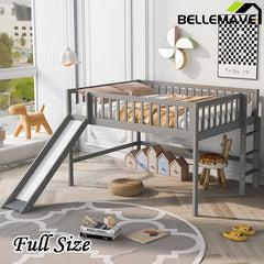 Bellemave® Low Loft Bed with Ladder and Slide - Bellemave