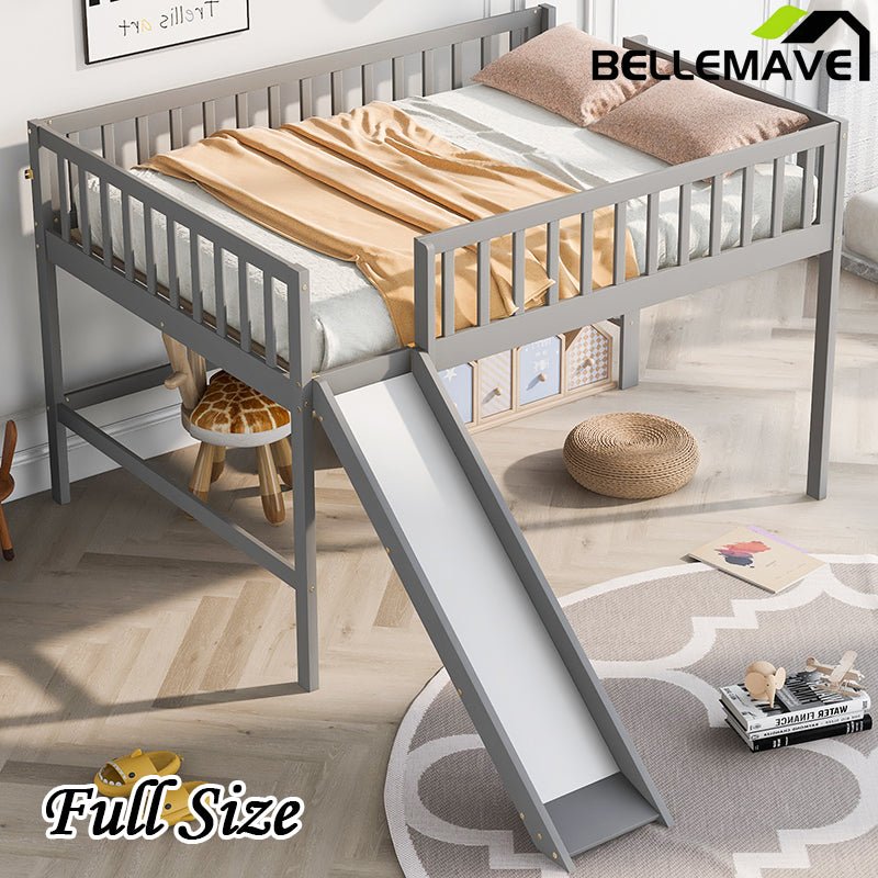 Bellemave® Low Loft Bed with Ladder and Slide - Bellemave