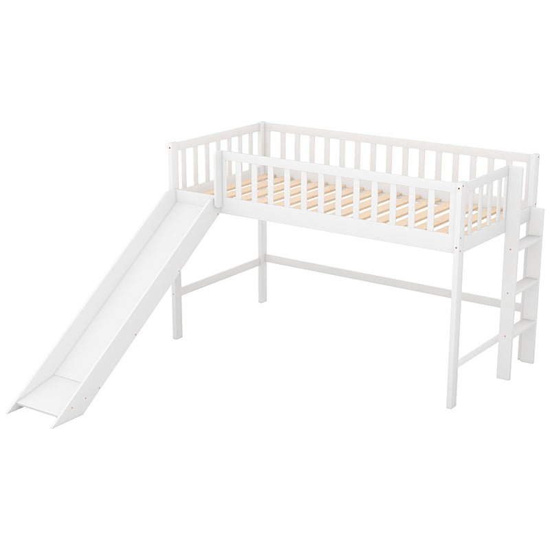 Bellemave® Low Loft Bed with Ladder and Slide - Bellemave