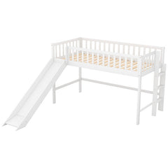 Bellemave® Low Loft Bed with Ladder and Slide - Bellemave