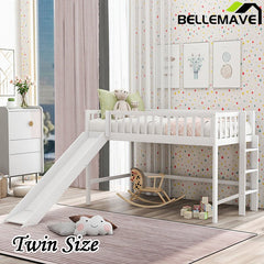 Bellemave® Low Loft Bed with Ladder and Slide - Bellemave