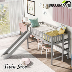 Bellemave® Low Loft Bed with Ladder and Slide - Bellemave