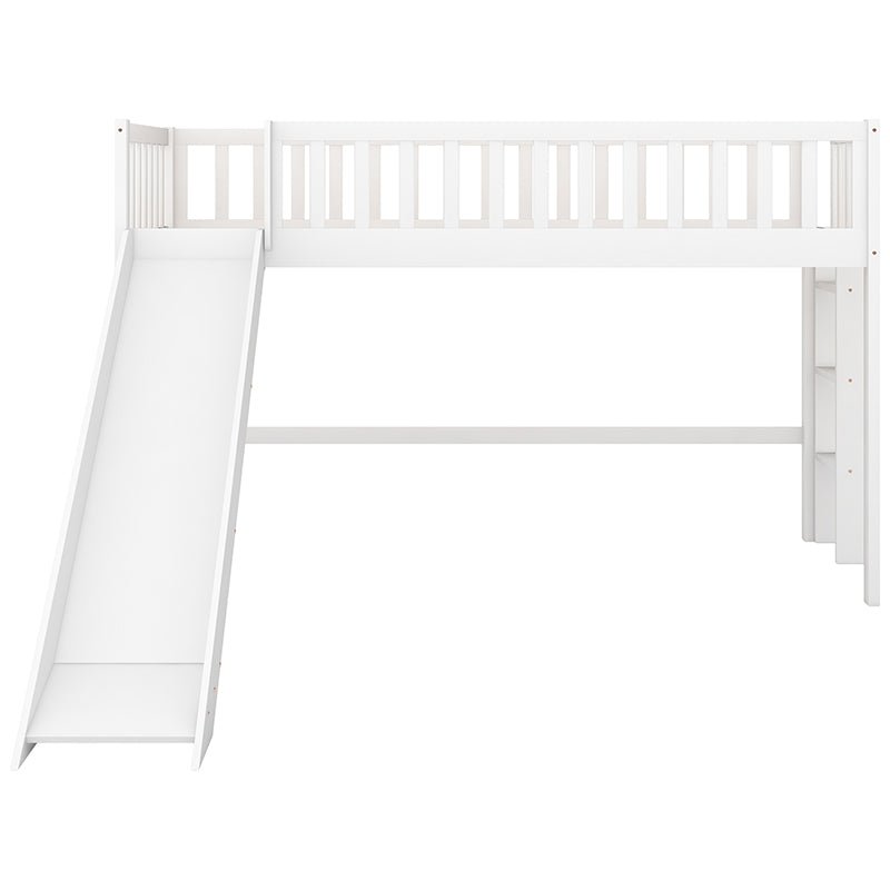 Bellemave® Low Loft Bed with Ladder and Slide - Bellemave