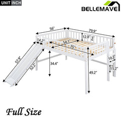 Bellemave® Low Loft Bed with Ladder and Slide - Bellemave