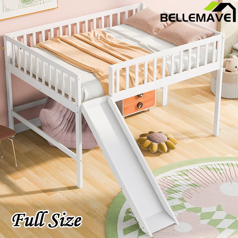 Bellemave® Low Loft Bed with Ladder and Slide - Bellemave