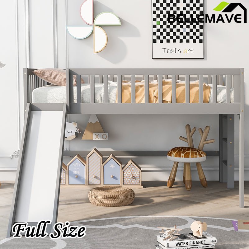 Bellemave® Low Loft Bed with Ladder and Slide - Bellemave