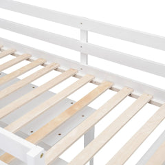 Bellemave® Low Loft Bed with Retractable Writing Desk and 4 Drawers,Lateral Portable Desk and Shelves - Bellemave