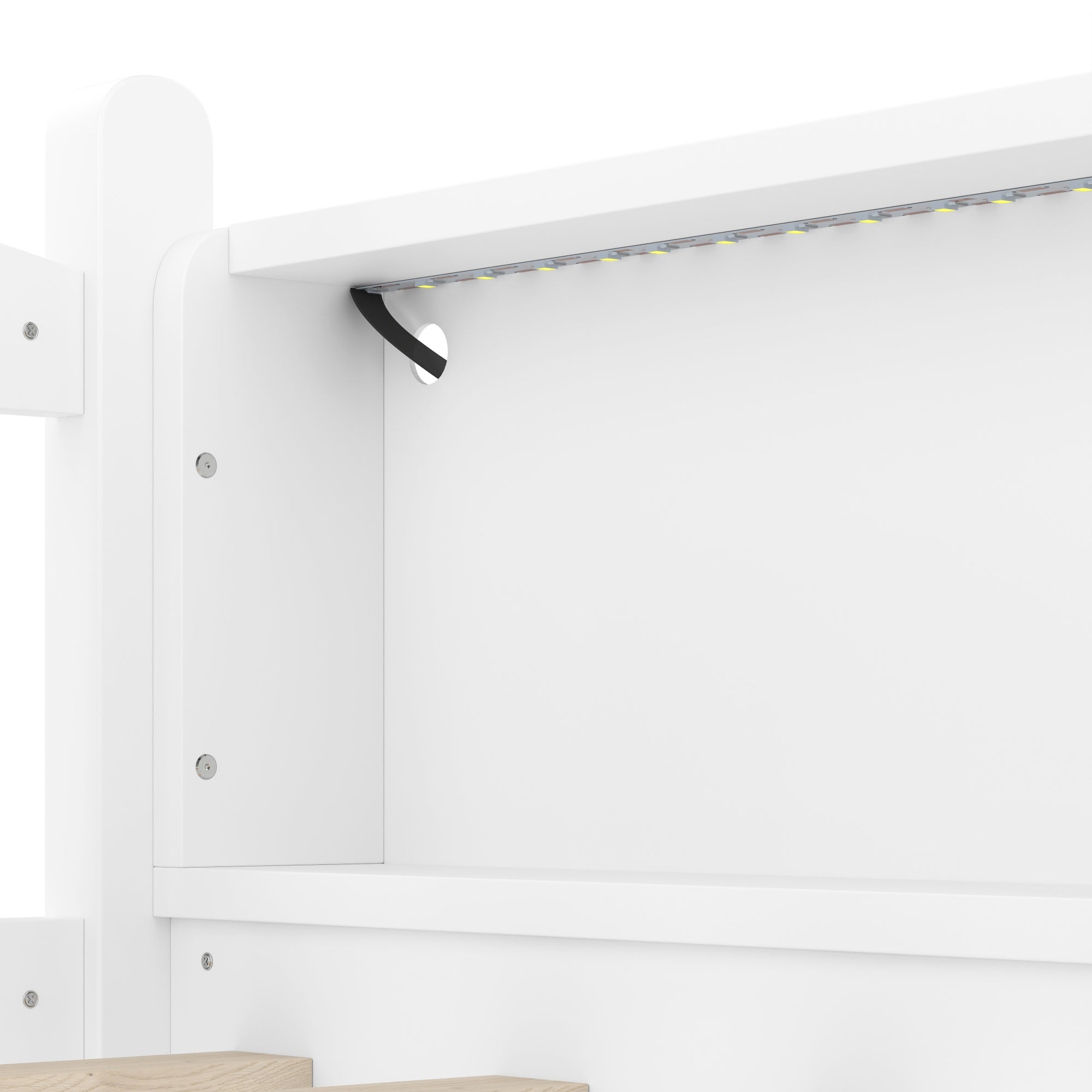 Bellemave® Low Loft Bed with Storage Shelves, Twin XL Solid Wood Loft Bed with LED Lights and Full - Length Rails, for Kids, Boys, Girls, Teens, Save Space,Easy Assemble(Twin XL,White) - Bellemave
