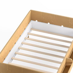 Bellemave® Low Profile Floor Bed with Bookshelves & Guardrails – Solid Wood Twin Montessori - Bellemave