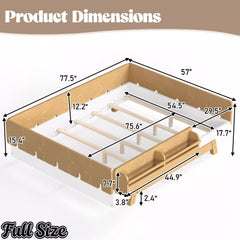 Bellemave® Low Profile Floor Bed with Bookshelves & Guardrails – Solid Wood Twin Montessori - Bellemave