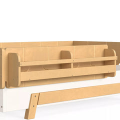 Bellemave® Low Profile Floor Bed with Bookshelves & Guardrails – Solid Wood Twin Montessori - Bellemave