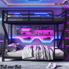 Full over Full metal bunk bed for teens and adults