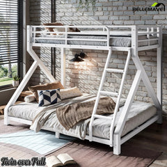 White Twin over Full metal bunk bed