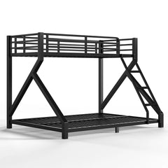 Metal bunk bed with ladder and safety guardrails
