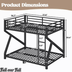 Full over Full low profile metal bunk bed dimensions