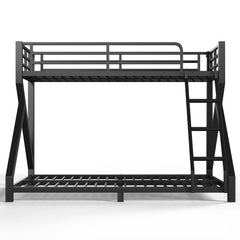 Side view of low profile metal bunk bed frame