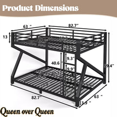 Queen over Queen metal bunk bed dimensions