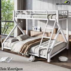 White Twin XL over Queen metal bunk bed