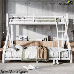 Twin XL over Queen white bunk bed frame