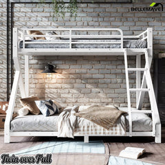 Twin over Full white bunk bed with ladder