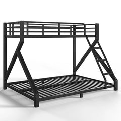 Metal bunk bed frame with low profile design and ladder