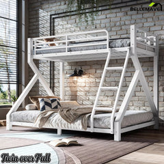 Low profile white Twin over Full metal bunk bed