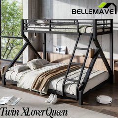 Twin XL over Queen metal bunk bed with ladder